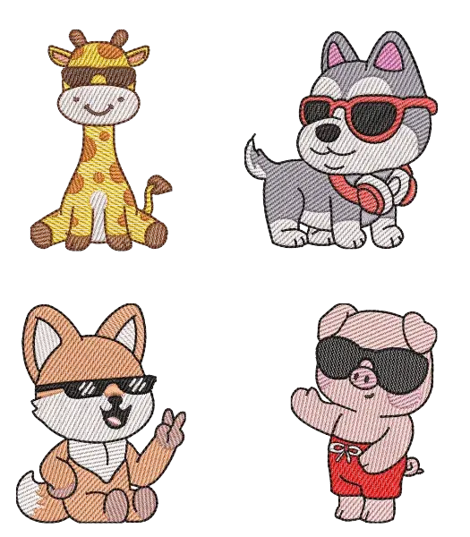 Matriz de Bordado Kit Animais Estilosos